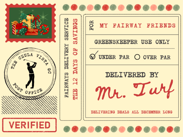 Mr. Turf’s Holiday Deliveries: The 12 Days of Savings Are Back at CVGC!